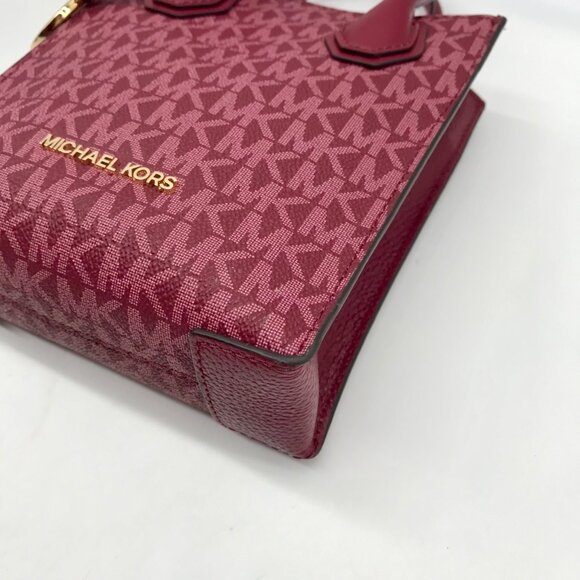 Michael Kors Dark Cherry Monogram Mini Mercer Crossbody Bag - Picture 6 of 10